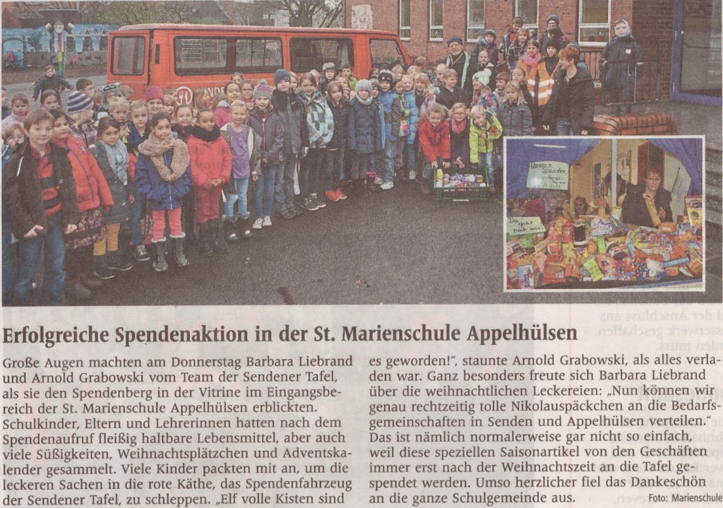 Spendenaktion, Sendener Tafel, November 2013
